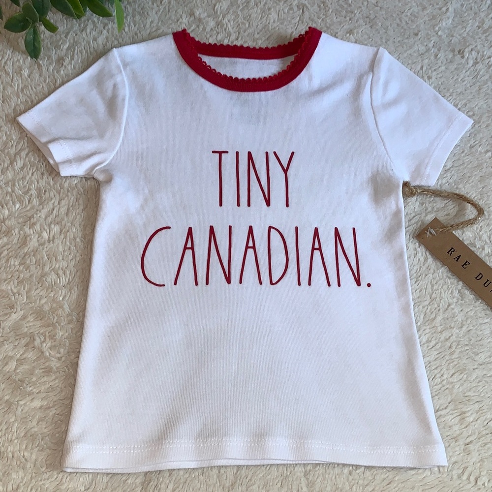 NWT Rae Dunn Kids Canadian Tee in White & Red Trim 2T 🇨🇦 Canada